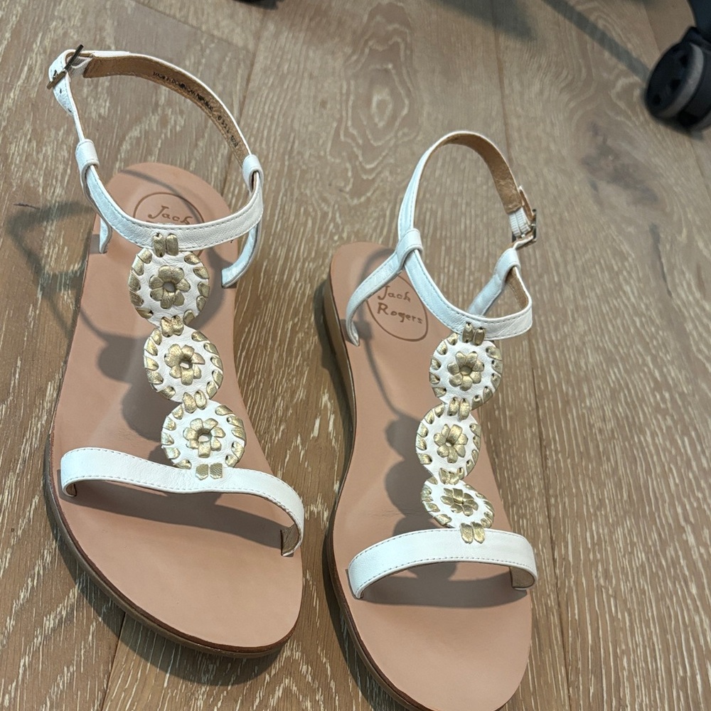 Jack Rogers White and Gold Women's Sandals